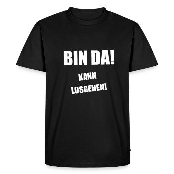 Je suis là! Allons-y! - T-shirt Premium bio Homme - noir - Devant - Nico (187cm)
