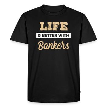Banque Banker Banker Banker Bank Idée cadeau - T-shirt Premium bio Homme - noir - Devant - Nico (187cm)