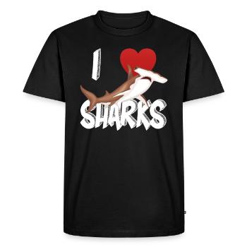 I Love Sharks Cute Novelty Week of the Shark Gift Idea For Shark Lovers Graphic Hammerhead Shark - Men's Premium Organic T-Shirt - black - Front - Nico (187cm)