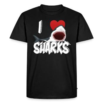 I Love Sharks Cute Novelty Week of the Shark Gift Idea For Shark Lovers Epic Graphic Shark Jaws - Men's Premium Organic T-Shirt - black - Front - Nico (187cm)