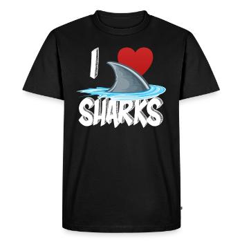 I Love Sharks Cute Novelty Week of the Shark Gift Idea For Shark Lovers Graphic Shark Fin - Men's Premium Organic T-Shirt - black - Front - Nico (187cm)