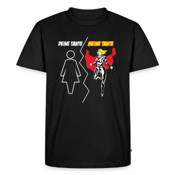Votre tante Ma tante super cadeau héroïne - T-shirt Premium bio Homme - noir - Devant - Nico (187cm)
