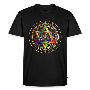 Géométrie Sacrée Fleur de Vie - T-shirt Premium bio Homme - noir - Devant - Nico (187cm)