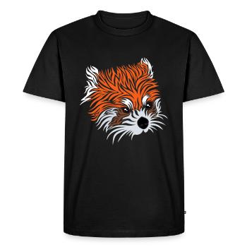 Panda roux mignon, panda roux kawaii - T-shirt Premium bio Homme - noir - Devant - Nico (187cm)