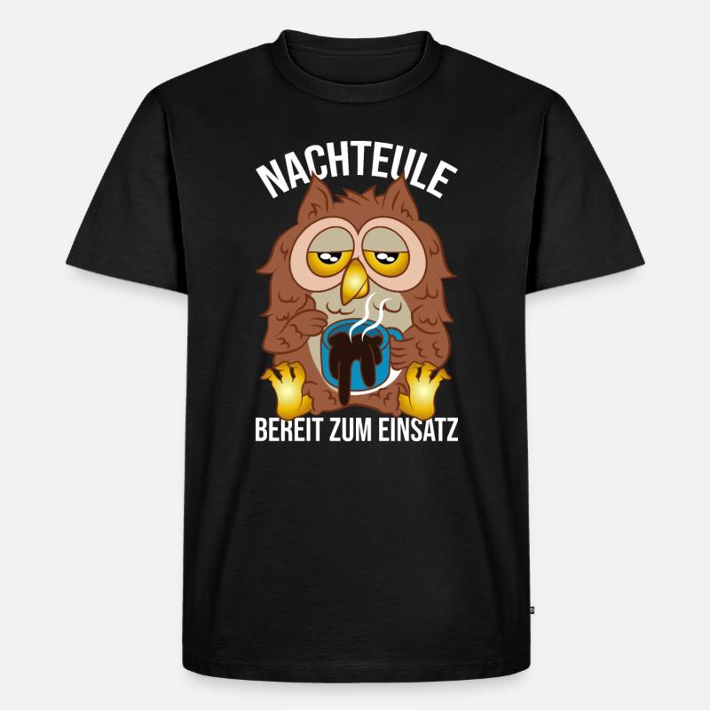 Nachteule Einsatz Nachtschicht Spätschicht - Männer Premium Bio T-Shirt - Schwarz