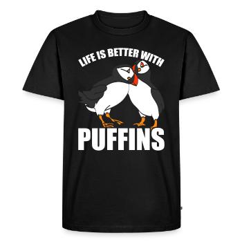 Puffin paroge-plongeur cadeau oiseau - T-shirt Premium bio Homme - noir - Devant - Nico (187cm)