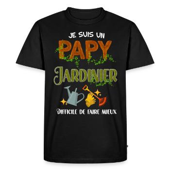 Papy jardinier parfait, cadeau papy - T-shirt Premium bio Homme - noir - Devant - Nico (187cm)