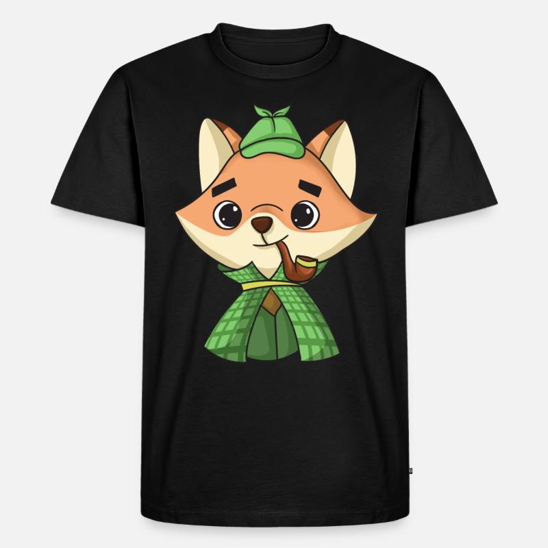 Fuchs-Detektiv - Männer Premium Bio T-Shirt - Schwarz