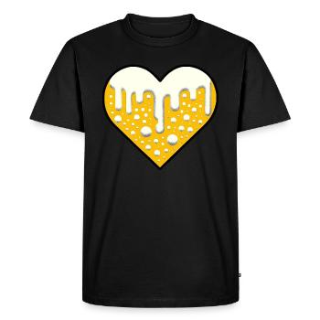 L’amour de la bière | Cœur de bière - T-shirt Premium bio Homme - noir - Devant - Nico (187cm)