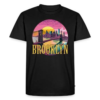 Brooklyn, Brücke, Bridge, Manhattan, Skyline, New York - T-shirt Premium bio Homme - noir - Devant - Nico (187cm)