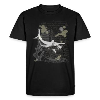 Requin design vintage steampunk nautique - T-shirt Premium bio Homme - noir - Devant - Nico (187cm)