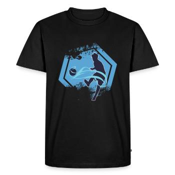 blue soccer sports cool gift - Men's Premium Organic T-Shirt - black - Front - Nico (187cm)