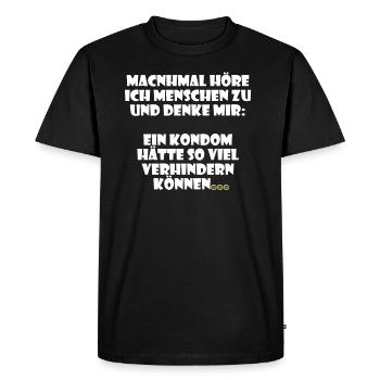 Stupid people condom design - Men's Premium Organic T-Shirt - black - Front - Nico (187cm)