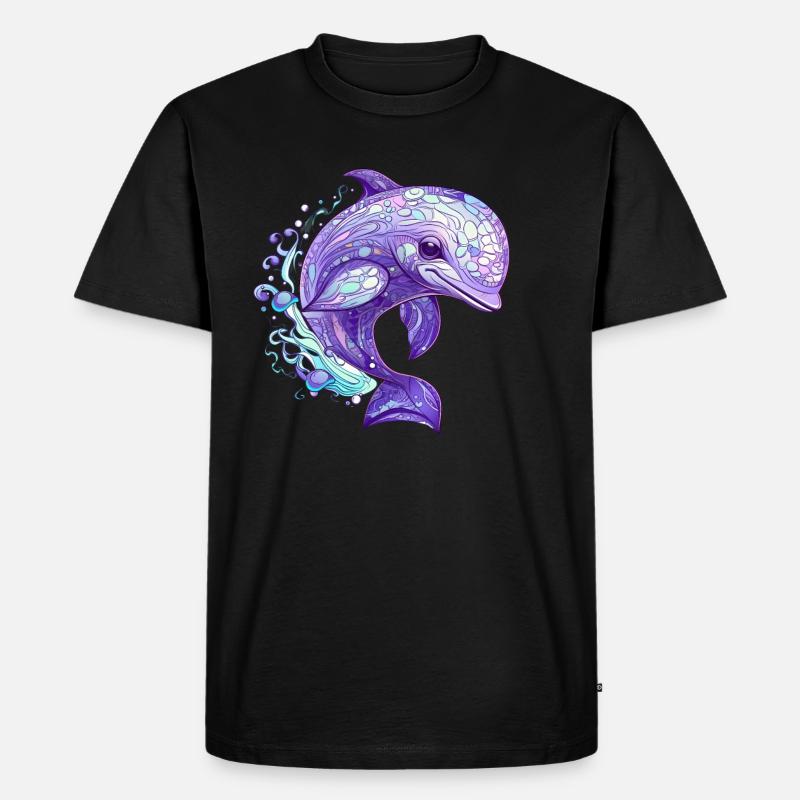 Fröhlicher Delfin - Männer Premium Bio T-Shirt - Schwarz