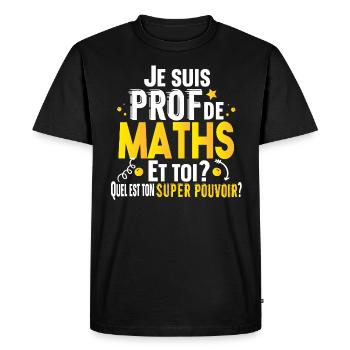Prof Professeur Maths Métier Cadeau Collège Lycée - T-shirt Premium bio Homme - noir - Devant - Nico (187cm)