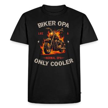 Motorradfahrer Biker Opa - Männer Premium Bio T-Shirt - Schwarz - Vorne - Nico (187cm)