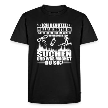 Fun geocaching design - Men's Premium Organic T-Shirt - black - Front - Nico (187cm)