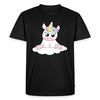 Licorne mignonne sur nuage avec des cheveux arc-en-ciel - T-shirt Premium bio Homme - noir - Devant - Nico (187cm)