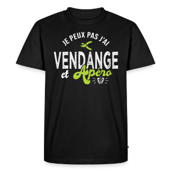 je peux pas j ai vendange Cadeau cool vigneron - T-shirt Premium bio Homme - noir - Devant - Nico (187cm)