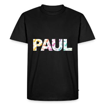 Paul - Beautiful boy name with cool dinosaurs - Men's Premium Organic T-Shirt - black - Front - Nico (187cm)