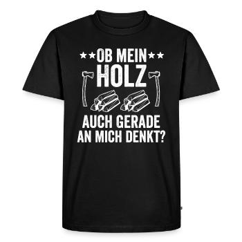 Si mon bois pense à moi en ce moment, drôle - T-shirt Premium bio Homme - noir - Devant - Nico (187cm)