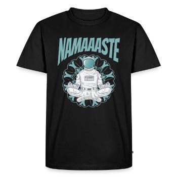 Namaste Space Yoga Astronaute Méditer - T-shirt Premium bio Homme - noir - Devant - Nico (187cm)