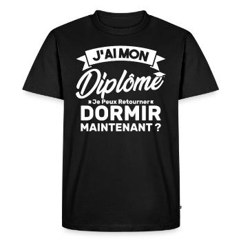 J'ai mon diplôme je peux retourner dormir? - T-shirt Premium bio Homme - noir - Devant - Nico (187cm)