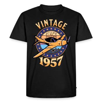 Avion Vintage 1957 65 Ans Anniversaire - T-shirt Premium bio Homme - noir - Devant - Nico (187cm)