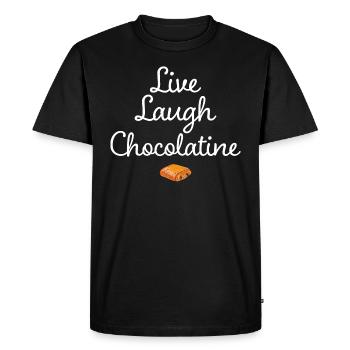 Meme Drôle Pâtisserie Française Chocolatine - T-shirt Premium bio Homme - noir - Devant - Nico (187cm)