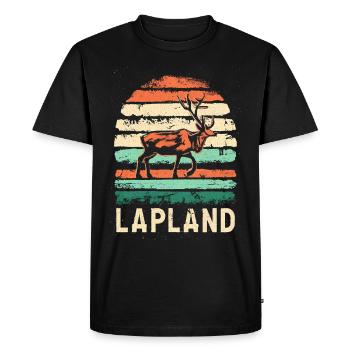 Renne et coucher de soleil en Laponie Finlande - T-shirt Premium bio Homme - noir - Devant - Nico (187cm)