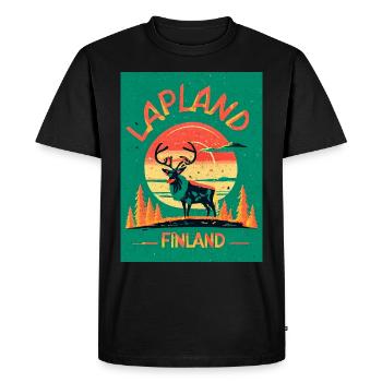 Renne au clair de lune en Laponie Finlande - T-shirt Premium bio Homme - noir - Devant - Nico (187cm)