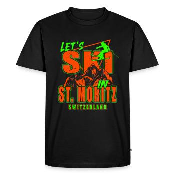 Station de ski de Saint-Moritz Alpes suisses Ski Souvenir - T-shirt Premium bio Homme - noir - Devant - Nico (187cm)
