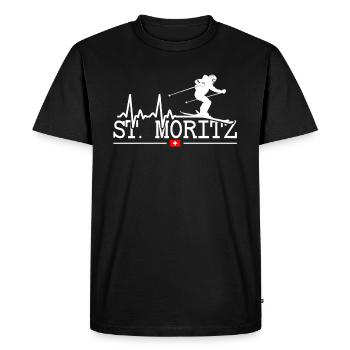 Station de ski de Saint-Moritz Alpes suisses Ski Souvenir - T-shirt Premium bio Homme - noir - Devant - Nico (187cm)
