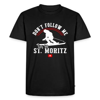 Station de ski de Saint-Moritz Alpes suisses Ski Souvenir - T-shirt Premium bio Homme - noir - Devant - Nico (187cm)