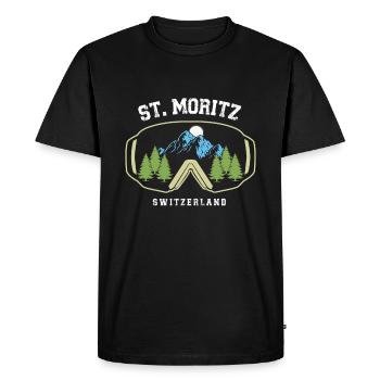 Station de ski de Saint-Moritz Alpes suisses Ski Souvenir - T-shirt Premium bio Homme - noir - Devant - Nico (187cm)