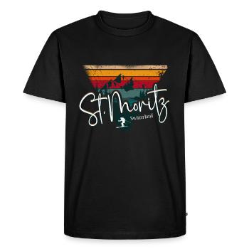 Station de ski de Saint-Moritz Alpes suisses Ski Souvenir - T-shirt Premium bio Homme - noir - Devant - Nico (187cm)