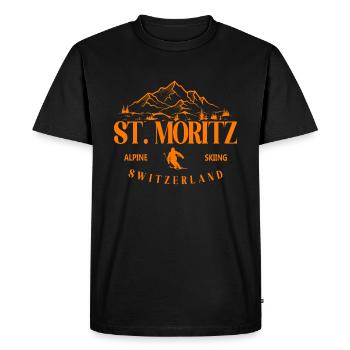 Station de ski de Saint-Moritz Alpes suisses Ski Souvenir - T-shirt Premium bio Homme - noir - Devant - Nico (187cm)