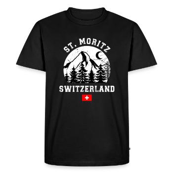 Station de ski de Saint-Moritz Alpes suisses Ski Souvenir - T-shirt Premium bio Homme - noir - Devant - Nico (187cm)