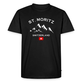 Station de ski de Saint-Moritz Alpes suisses Ski Souvenir - T-shirt Premium bio Homme - noir - Devant - Nico (187cm)
