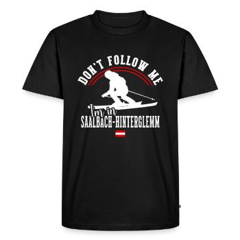 Station de ski de Saalbach Hinterglemm Alpes autrichiennes - T-shirt Premium bio Homme - noir - Devant - Nico (187cm)