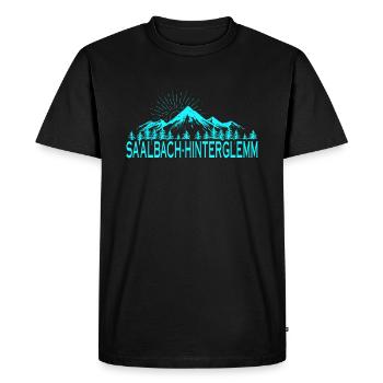 Station de ski de Saalbach Hinterglemm Alpes autrichiennes - T-shirt Premium bio Homme - noir - Devant - Nico (187cm)