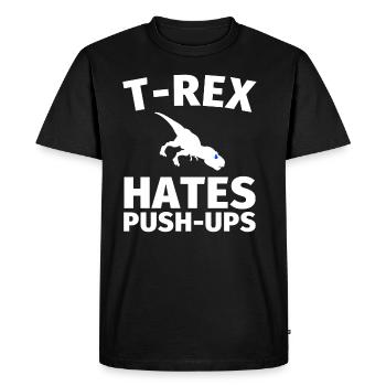 T-Rex Push Up T-shirt cadeau de dinosaure doux - T-shirt Premium bio Homme - noir - Devant - Nico (187cm)