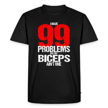 99 Problème Biceps musculation barre de musculation pump - T-shirt Premium bio Homme - noir - Devant - Nico (187cm)