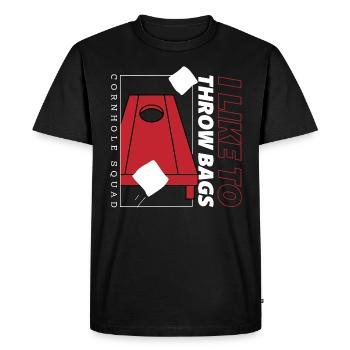 Comme lancer des sacs, Ironic Sack Tossing - T-shirt Premium bio Homme - noir - Devant - Nico (187cm)