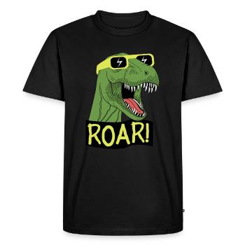 J’adore les dinosaures - ROAR! T-Rex animé - T-shirt Premium bio Homme - noir - Devant - Nico (187cm)