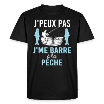 Pêcheur Humour Je Peux Pas Je Me Barre A La Pêche - T-shirt Premium bio Homme - noir - Devant - Nico (187cm)