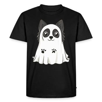 Border Collie Chien Halloween Drôle Fantôme - T-shirt Premium bio Homme - noir - Devant - Nico (187cm)