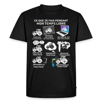 Pour papa. Tracteur Agriculture et passion - T-shirt Premium bio Homme - noir - Devant - Nico (187cm)