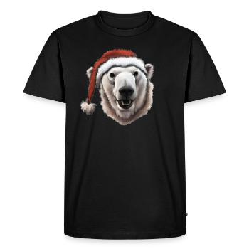 Chapeau de Noël Polar Bear Head Cadeau de Noël - T-shirt Premium bio Homme - noir - Devant - Nico (187cm)