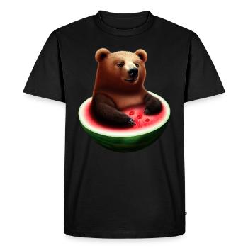 Bear in a watermelon - Men's Premium Organic T-Shirt - black - Front - Nico (187cm)